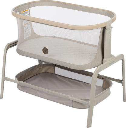 Maxi-Cosi Iora Baby Bassinets Bedside Sleeper, Portable Bassinet, Infant Bedside Sleeper Crib, Height Adjustable, Breathable Mesh, Large Storage Basket, Truffle