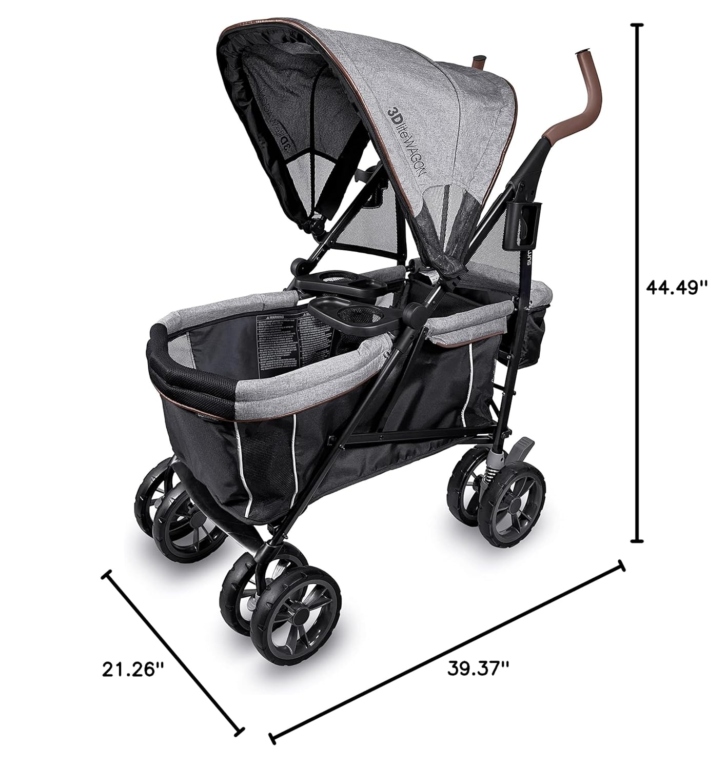 Ingenuity 3Dlite Wagon Convenience Lightweight Stroller for Infants, Accommodates up to 50 Pounds and Holds 2 Children, Black/Gray