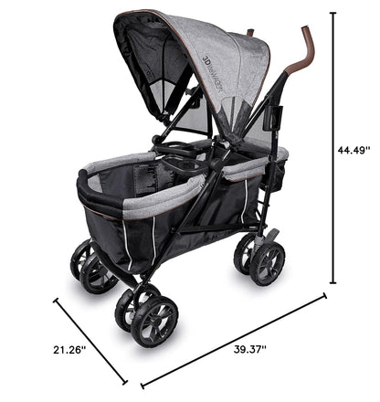 Ingenuity 3Dlite Wagon Convenience Lightweight Stroller for Infants, Accommodates up to 50 Pounds and Holds 2 Children, Black/Gray