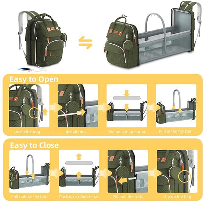 ISMGN Diaper Bag Backpack with Changing Station, Large Diaper Bag, Baby Bag, Multifunctional Diaper Bag, ARMYGREEN