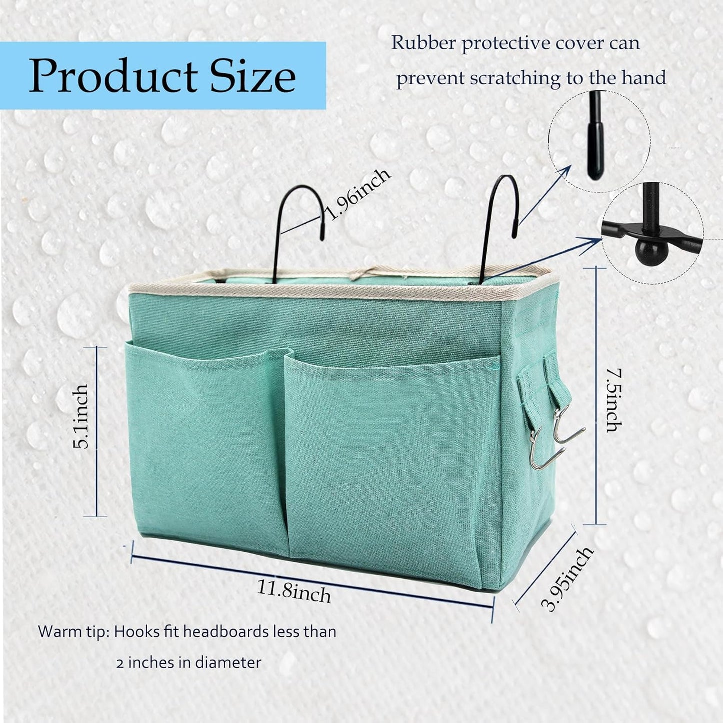 Bedside Caddy Organizer/Bedside Hanging Storage Bag Multi-Function Caddy for Bunk bed Hospital Beds Dorm Bed Rails, Holders Books Glasses Phones Magazine(White)