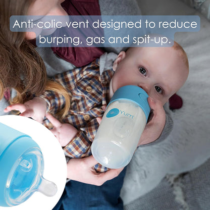 PopYum Stage 1 Slow Flow Anti-Colic Nipples, 2-Pack, 0+ Months, 100% Soft Silicone Natural Latch Breast-Like Bottle Replacement Nipple
