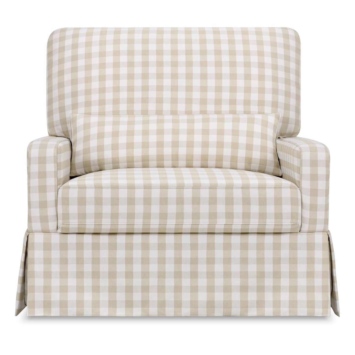 Namesake Crawford Pillowback Chair and a Half Comfort Swivel Glider in Tan Gingham, Greenguard Gold & CertiPUR-US Certified