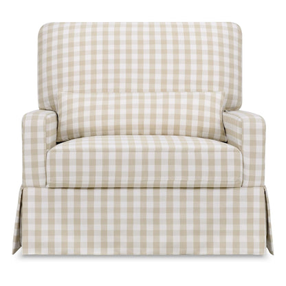 Namesake Crawford Pillowback Chair and a Half Comfort Swivel Glider in Tan Gingham, Greenguard Gold & CertiPUR-US Certified