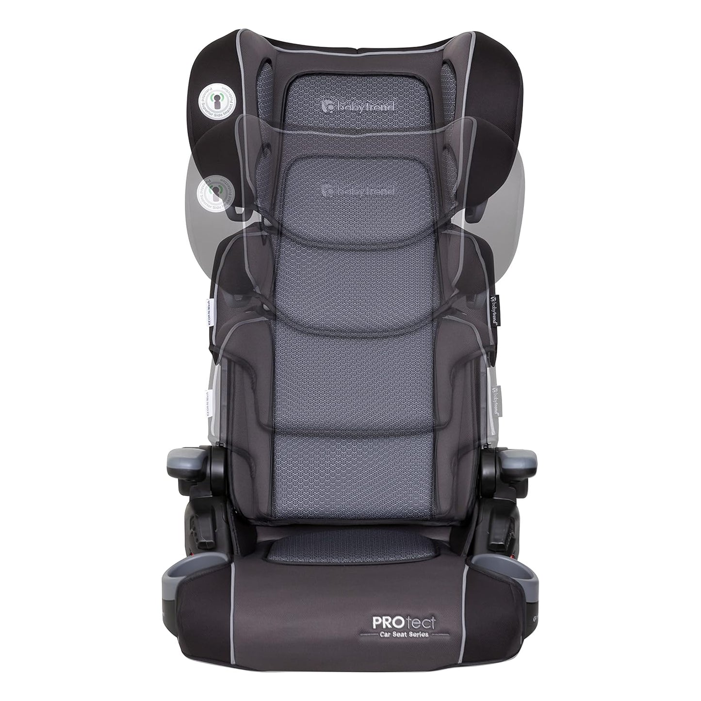 Baby Trend Protect 2-in-1 Booster Seat, Grey Tech – Lightweight Belt-Positioning Design, Cushioned Comfort, Everyday Big-Kid Support