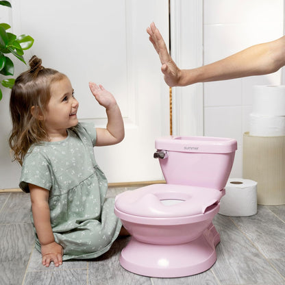 Ingenuity My Size Potty Pro 2-in-1 Potty Training Toilet, Floor Potty with Removable Potty Seat for Standard Toilets, Realistic Flushing Sound, For Toddlers Ages 18+ months, Up to 50 lb