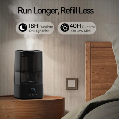 ROSEKM Humidifiers for Bedroom, 2.0L Cool Mist Humidifier for Home Plant and Baby Nursery, Quiet Ultrasonic Humidifier with 360° Nozzle, Auto Shut-Off, Filterless, Black