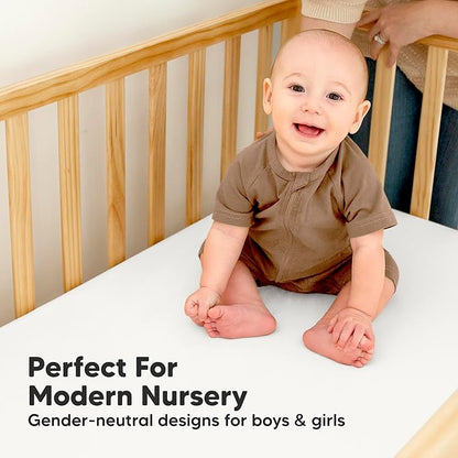 KeaBabies 2-Pack Waterproof Baby Crib Sheets for Boys,Girls -52x28 Viscose Derived from Bamboo Toddler Bed Sheet Neutral,Fitted Crib Mattress Protector Cover for Baby Bedding,Soft & Gentle(Soft White)