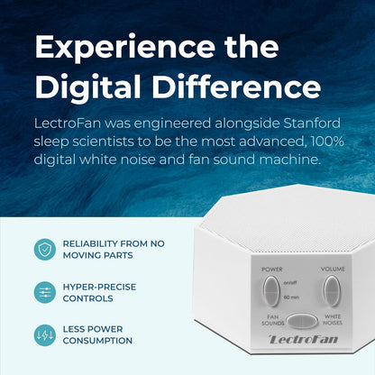 Adaptive Sound Technologies LectroFan Classic - Soothing Sound Machine for Sleep - Built-in Sleep Timer - Compact Design - Non-Looping Sounds - Speech Privacy - White