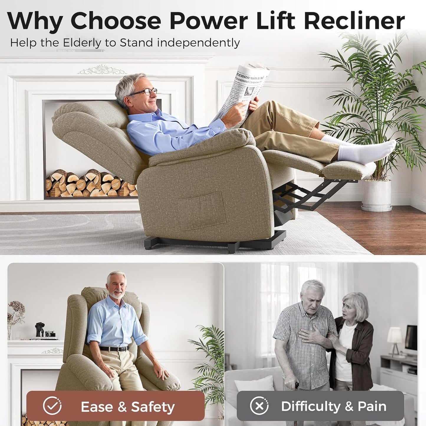 Amopatio Swivel Glider Recliner for Indoor, Nursery Rocker Chair Upholstered Single Sofa with Side Pockets and Footrest for Living Room Bedroom