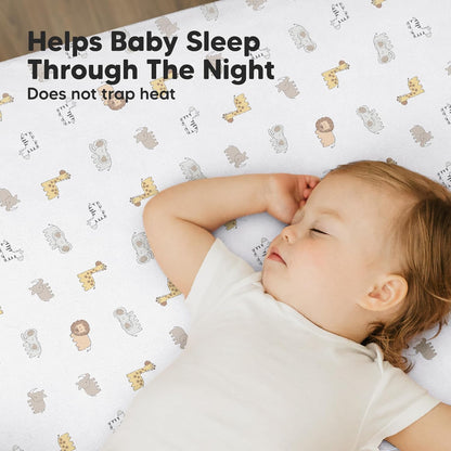 2-Pack Mini Crib Sheets Fitted - 38x26 Pack N Play Sheets for Pack and Play Mattress, Organic Cotton, Soft & Breathable Playard Bedding, Neutral Mini Toddler Bed Cover for Boys, Girls (Dragon Tale)