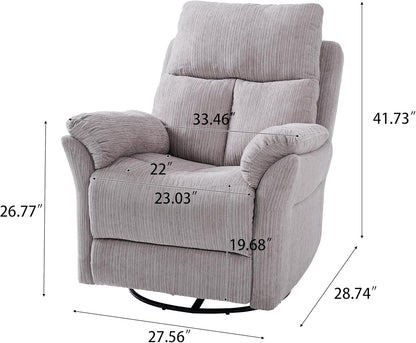 Swivel Rocker Chair, 360°Swivel Rocker Chairs with High Back Arms, Rocking Lazy Boy Chairs, Upholstered Swivels Corduroy Glider for Living Room, Bedroom, Nursing, Beige