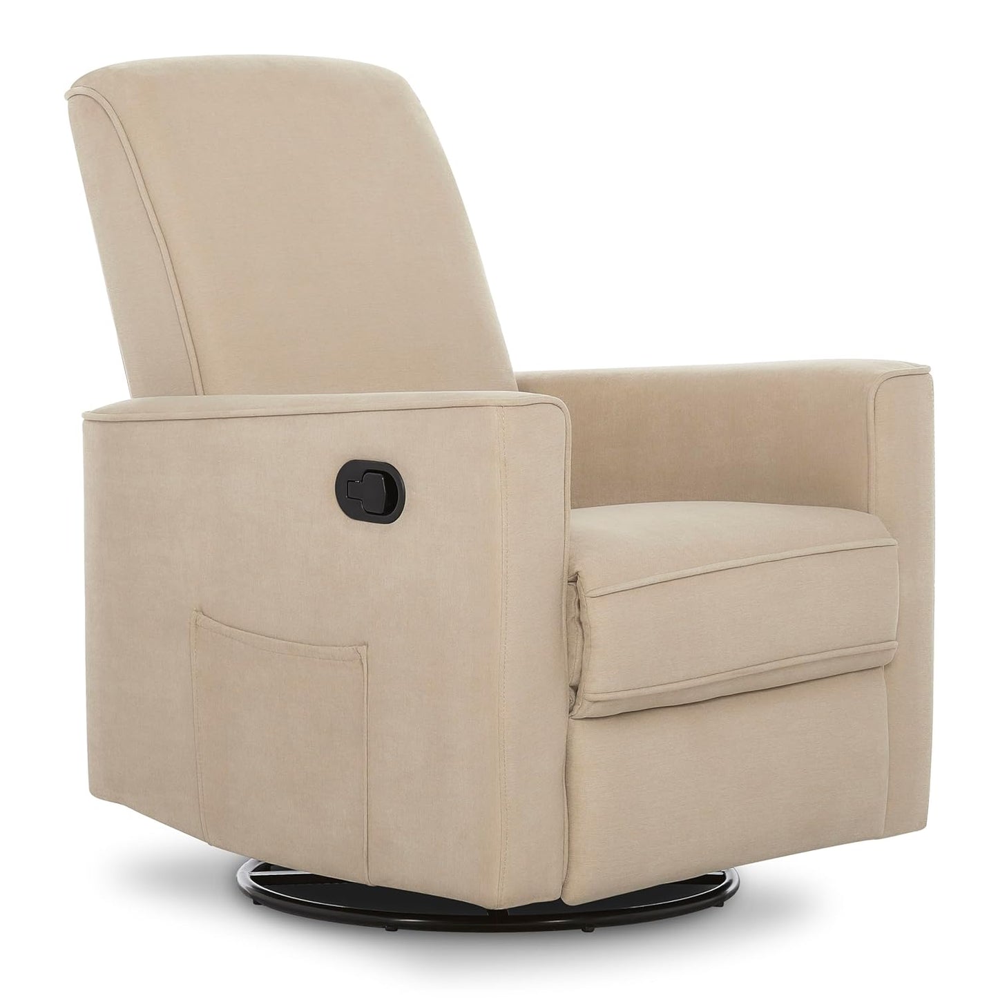Evolur Raleigh Upholstered Manual Glider Recliner– Rocking & 360° Swivel with Smooth Glide – Greenguard Gold & FSC Certified – Modern Nursery and Living Room Chair in Light Sand