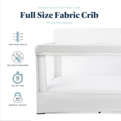 Baby Delight Lunaire Full Size Crib | Breathable Mesh Baby Crib | Tool-Free Assembly Baby Bed | Charcoal Tweed
