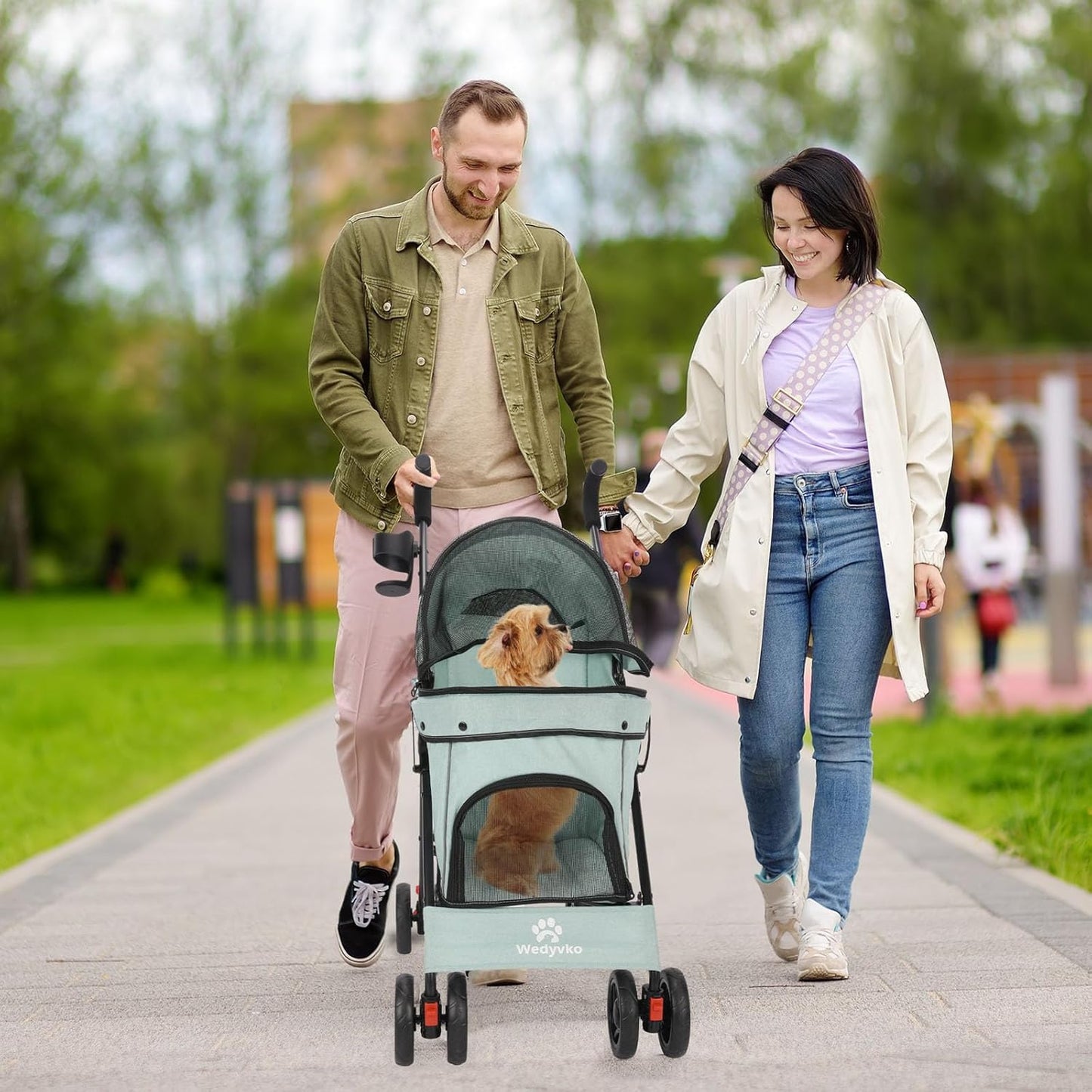 Wedyvko Travel Portable Dog Stroller, Pet Stroller for Small Puppy Dogs & Cats, Up to 33 lbs, Black