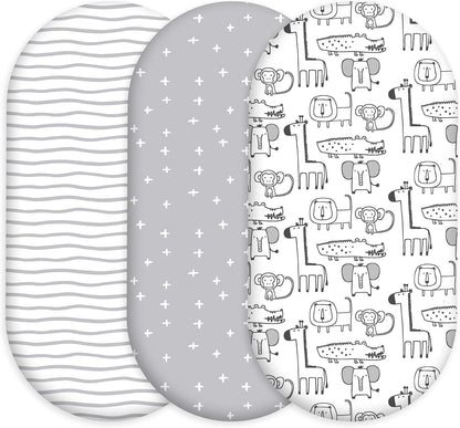 Bedside Sleeper Bassinet Fitted Sheets 20 x 33, 3 Pack Baby Delight Beside Me Dreamer,Babybond,Jimglo,koola,cowiewie,fodoss, Dream On Me Baby Square Bassinet, Pink Animal