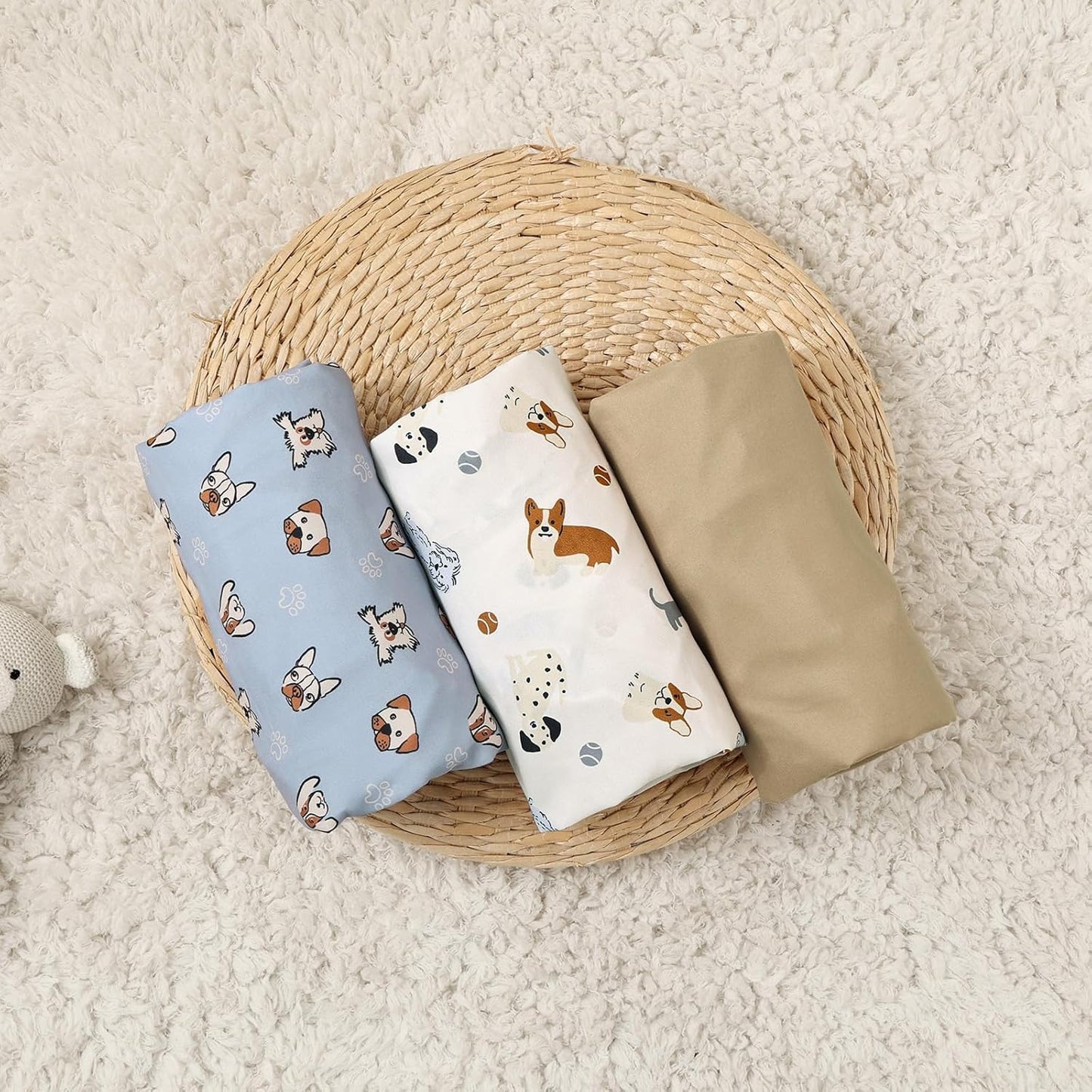 PHF 3 Pack Soft Mini Crib Sheets, Floral & Animal Pack N Play Sheets for Baby Boys Girls, No Slip Universal Fit for Pack N Play, Playard, Portable and Mini Crib Mattresses,Floral & Animal