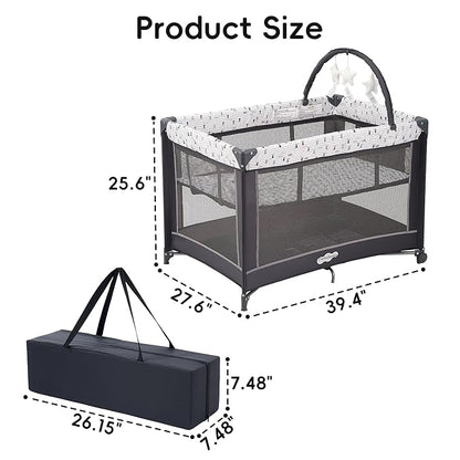 Pamo Babe Pack and Play with Bassinet, Portable Playard for Baby