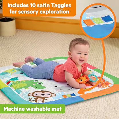 Bright Starts Wild Wiggles Jungle Jubilee Foldaway Activity Gym for Ages Newborn & Up, Unisex Safari Theme with Space Saving Design, 5 Toys Included