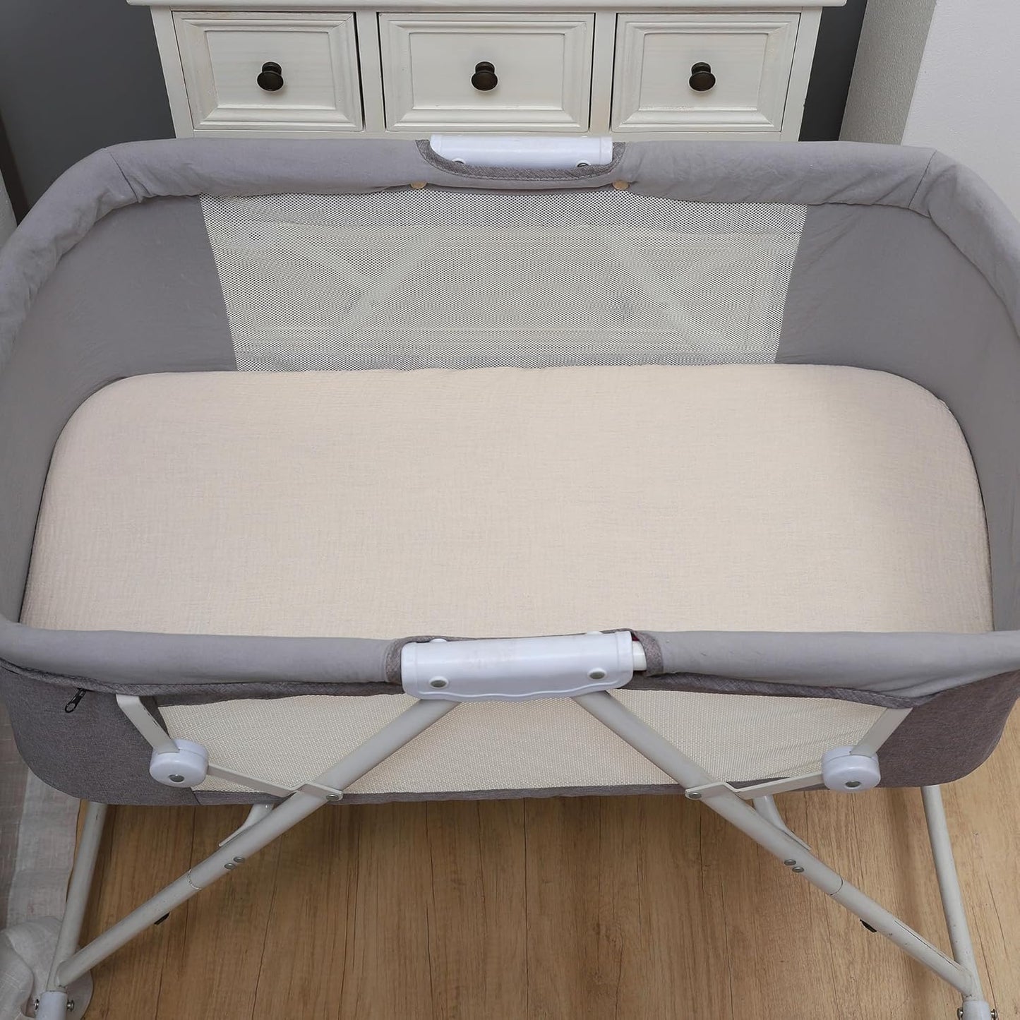 Onacosht Muslin Bassinet Sheets 3 Pack, 100% Cotton Baby Fitted Sheet 33" x 19" Compatible with Mika Micky, KoolaBaby (3 in 1), BabyBond, HARPPA and RICUTON Bedside Bassinet, Green, Floral and Cactus