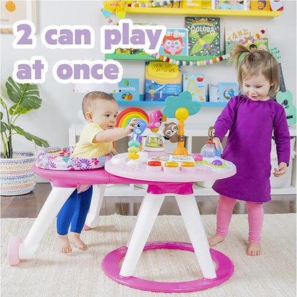 Bright Starts Around We Go 2-in-1 Baby Walker, Discovery Activity Center and Table, Tropic Coral, Ages 6 Months+