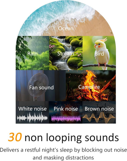 10-60 Mins Simulate Sunrise Alarm Clock: Gentle Wake Up Light Adjustable Brightness, 30 Volume, Bright & Loud Enough for Heavy Sleepers - White Noise Machine with 30 Soothing Sounds, Ease of Use