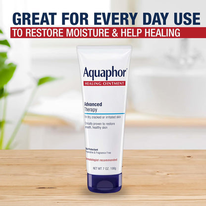 Aquaphor Healing Ointment, Advanced Therapy Skin Protectant, Multi-Purpose Healing Ointment and Body Moisturizer, For Dry, Cracked Skin, Minor Cuts and Burns, 14 Oz Jar