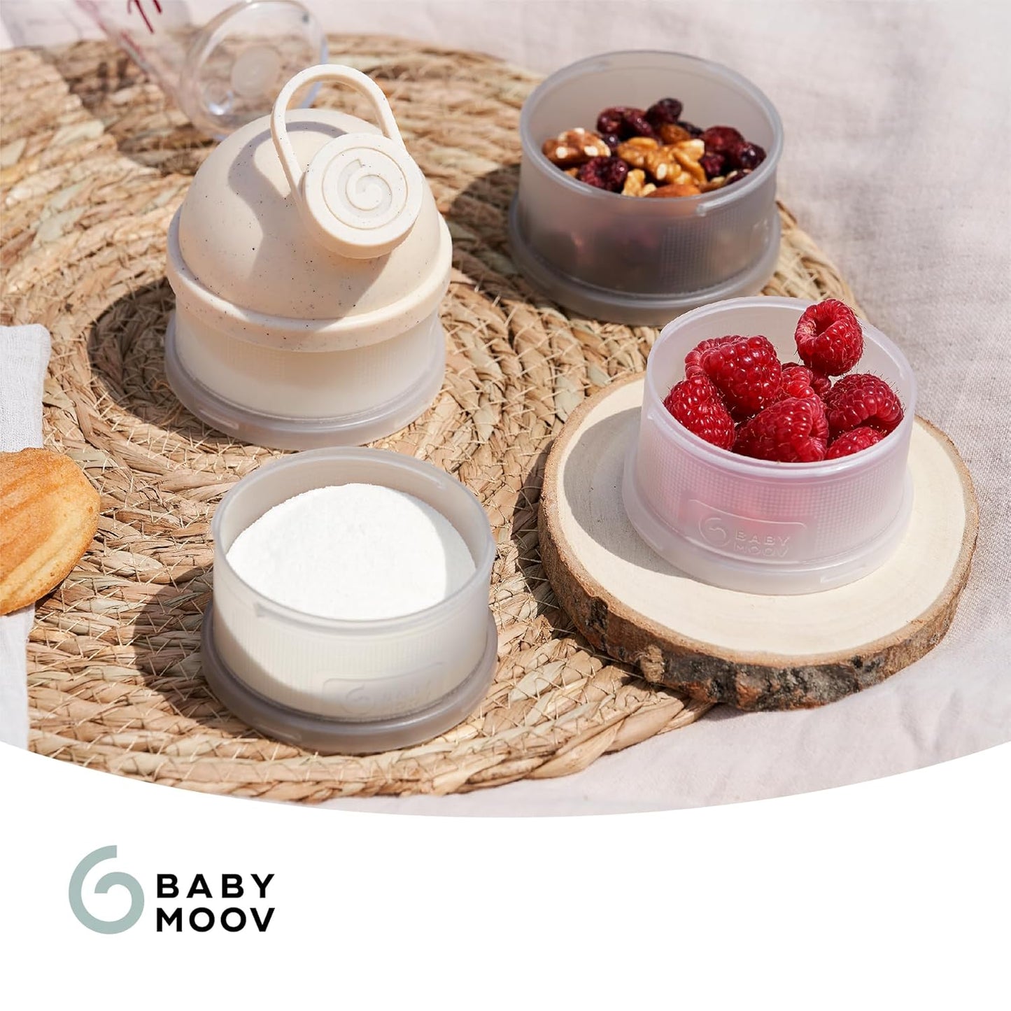Babymoov Babydose Formula Dispenser On-the-Go, BPA-Free Baby Formula and Snack Container, Travel Essential, 4 Airtight Compartments, XL Capacity, Ergonomic, Dishwasher-Safe, Made in France, Green
