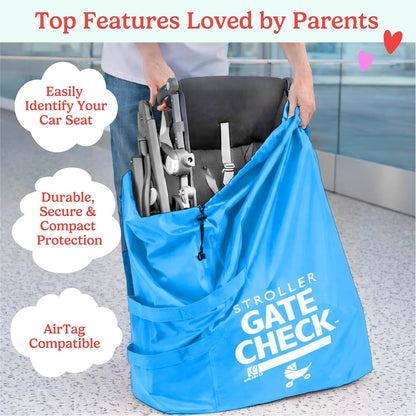 J.L. Childress Gate Check Bag for Single & Some Double Strollers - Travel Bag for Airplane, Fits Most Standard Baby Strollers, Airport Accessories for Gate Check, Flying Essentials - Red