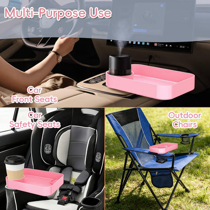 Kids Car Seat Tray, Travel Tray with Cup Holder for Toddler Baby, Kids Car Seat Food Snack Organizer for Road Trip, Stroller Snack Organizer Travel Must Haves Toddler Must Haves (Dark Gray, 1PCS)