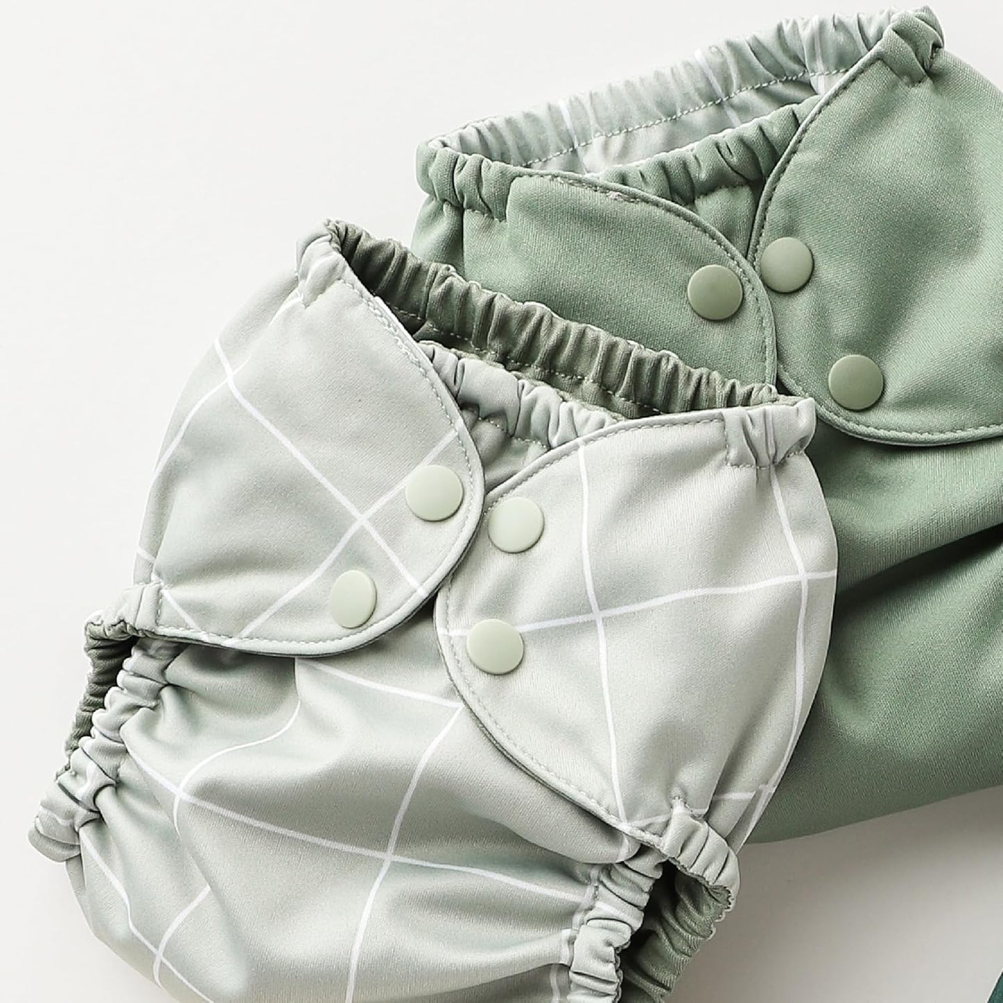 Esembly Cloth Diaper Cover - Reusable Swim Diaper, Waterproof, Breathable - Adjustable Outer Layer Over Absorbent Inner for Blowout Protection - Sea Glass, Size 2 (18-35lbs)