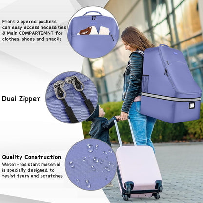 Car Seat Travel Bag,Padded Car Seats Backpack with Steel Cable Handle and Reflective Stripes, Large Durable Carseat Carrier Bag,Airport Gate Check Bag,Infant Seat Travel Bag with Shoulder Strap,Black