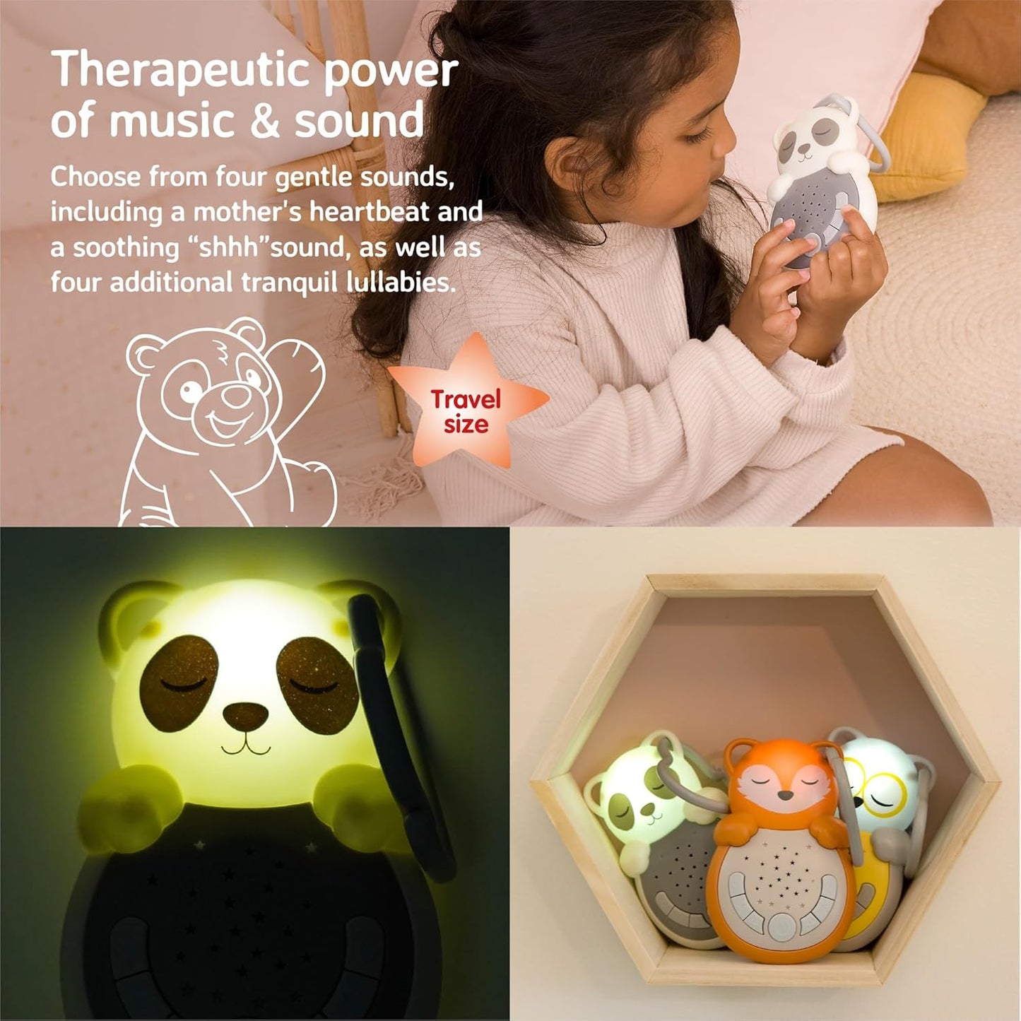 Cloud b Travel Comforting Sound Machine w/Calming Light | 4 White Noise and 4 Lullabies | Re-Activating Smart Sensor | Sweet Dreamz On the Go™ - Fox