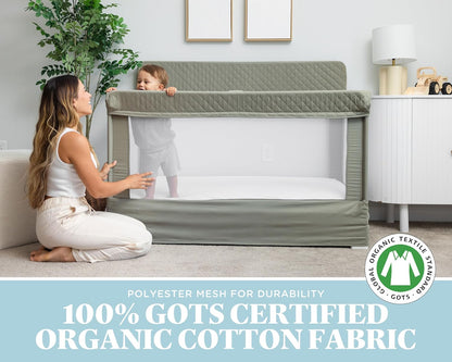 Baby Delight Lunaire Full Size Crib | Breathable Mesh Baby Crib | Tool-Free Assembly Baby Bed | Charcoal Tweed