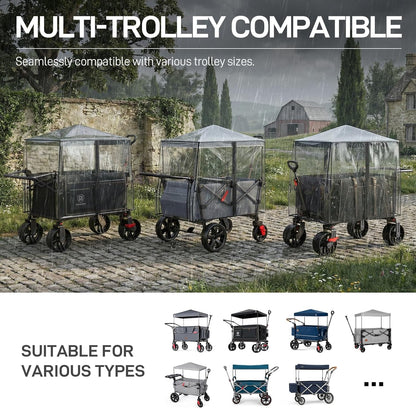 EVER ADVANCED Luxe TPU Wagon Stroller Rain Cover, Non-Yellowing Clear Shield with Double Zippered Side Access, Waterproof Windproof Cover for Kids Wagon & Other Push-Pull Wagon(Cart NOT Included)