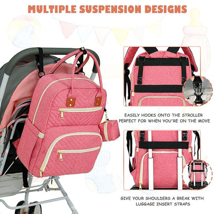 Tenot Baby Diaper Bag Backpack, Travel Diaper Bags for Babys Girl Boy Large Capacity Baby Bag Backpack for Women Pink