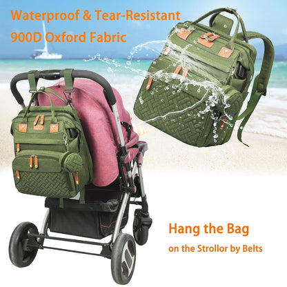 Astro alan Baby Diaper Bag with Changing Station, Waterproof Diaper Bag Backpack for Moms Dads with USB Charging Port, Baby Shower Gifts, Large Capacity diaper backpack, Grey