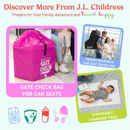 J.L. Childress Gate Check Bag for Single & Some Double Strollers - Travel Bag for Airplane, Fits Most Standard Baby Strollers, Airport Accessories for Gate Check, Flying Essentials - Red