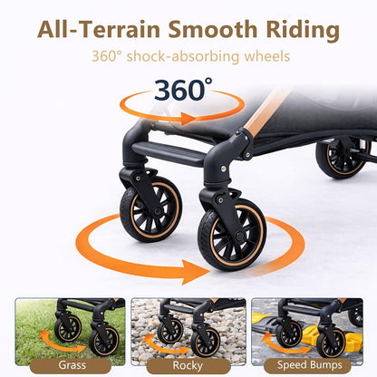Premium Dog Stroller for Small & Medium Dogs, 6 in 1 Luxury Foldable Pet Stroller with Detachable Carrier, Travel Cat Stroller with 360° Rotating Wheels, Detachable Pet Car Seat, Black
