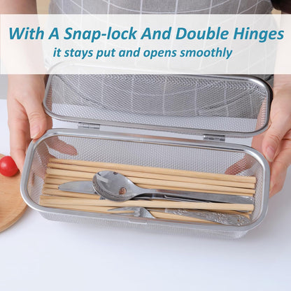 Stainless Steel Dishwasher Basket for Utensils - 18/8 Food-Grade, Custom Fit Size Secure Hold Design Prevents Slipping | Food-Grade Metal & 10-Mesh Drying Tech