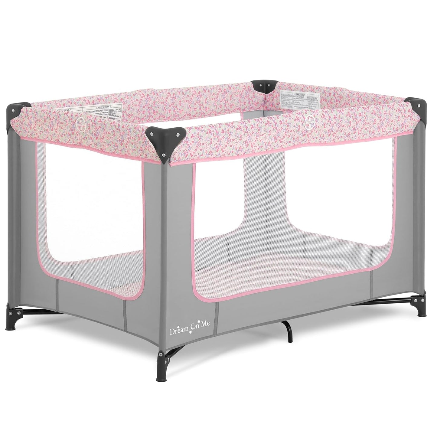 Dream On Me Zodiak Baby Playard, Breathable Mesh Sides, Soft Comfortable Mattress, Quick & Easy to Fold with Travel Carry Bag, Compact Space Saving Design - Grey/Green