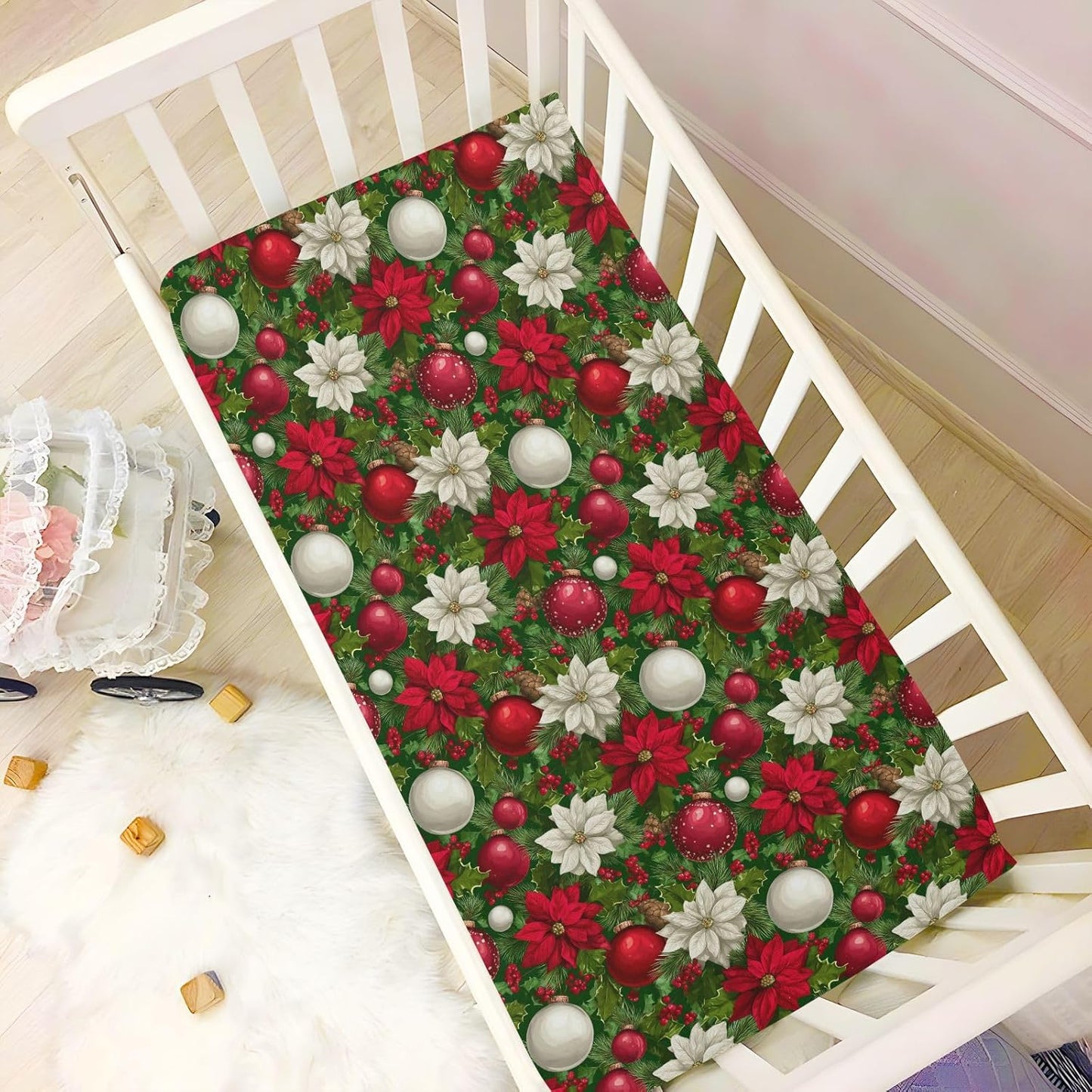 Baby Crib Sheet Cute Goose Flowers Crib Mattress for Boys and Girls Playard Sheet Soft Breathable Fitted Baby Mattress Cover 52x28in