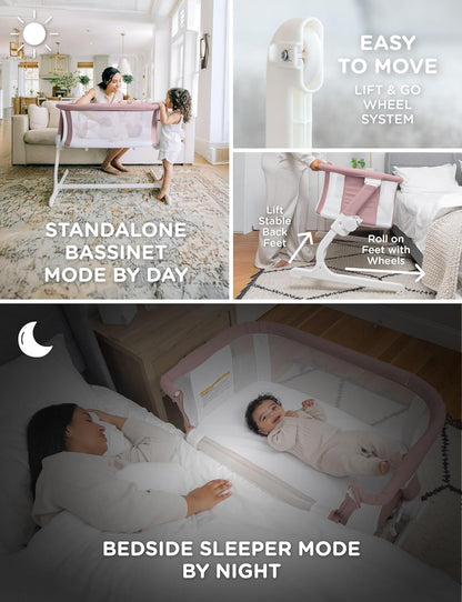 Baby Delight Beside Me Dreamer Bassinet | Bedside Sleeper | 6-Position Height Adjustment | Charcoal Tweed