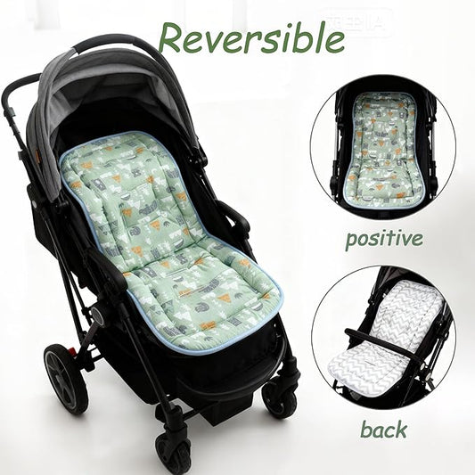 Baby Stroller Cushion, Baby Stroller Seat Liners Universal Stroller Liner, 100% Cotton Breathable and Soft Reversible Toddler Infant Car Seat Insert 34x78cm 1 Pack (Dinosaurs)