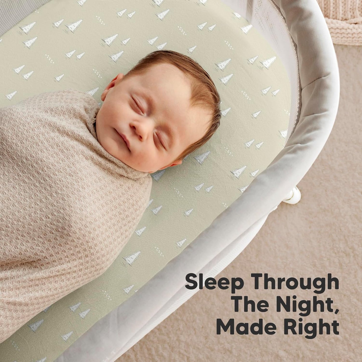 2-Pack Organic Bassinet Sheets for Girls, Boys - 100% Cotton Bassinet Mattress Sheets Compatible with Halo Bassinest Swivel Sleeper, Graco, Baby Delight, Chicco, Unisex Fitted Bassinet Sheets (Elly)