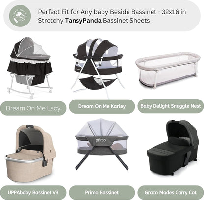 Muslin Bassinet Sheets for Angelbliss, Cowiewie, Amke, Jimglo, Suihuooo, Wayfong Baby Bassinet Bedside Sleeper by TansyPanda, 3PC, 20×33in, Ultra Soft, Breathable, Snug Fit, Unisex Boys Girls, Maadi