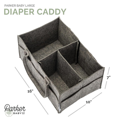 Parker Baby Diaper Caddy - Nursery Storage Bin and Car Organizer for Diapers and Baby Wipes - White, Large