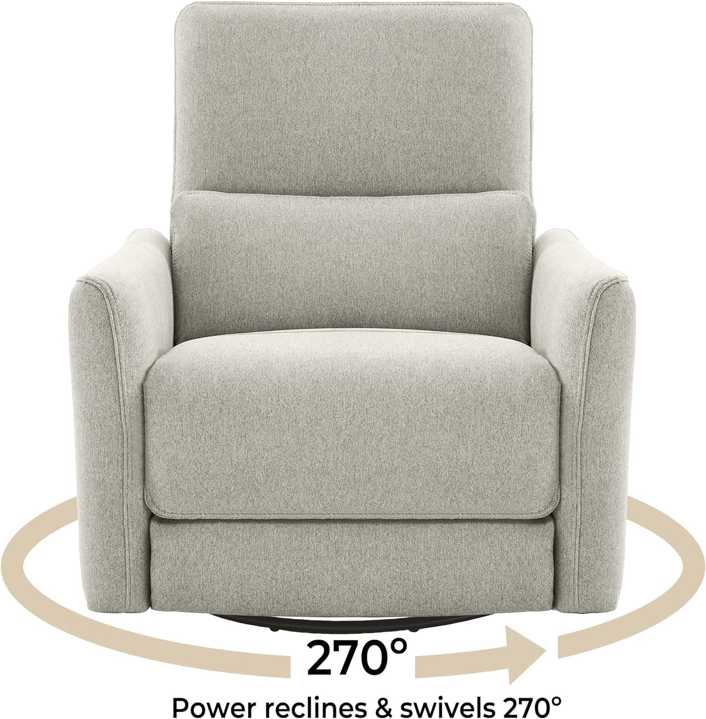 CHITA Power Recliner Chair Swivel Glider, FSC Certified Upholstered Living Room Nursery Reclining Sofa Chair with Lumbar Support, Linen