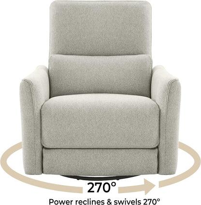 CHITA Power Recliner Chair Swivel Glider, FSC Certified Upholstered Living Room Nursery Reclining Sofa Chair with Lumbar Support, Linen