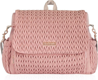 Hannah & Sophia Belle Convertible Baby Diaper Backpack & Bag in Pink Polyester with Classic Style